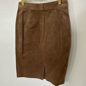 Vintage Chic Brown Leather Pencil Skirt